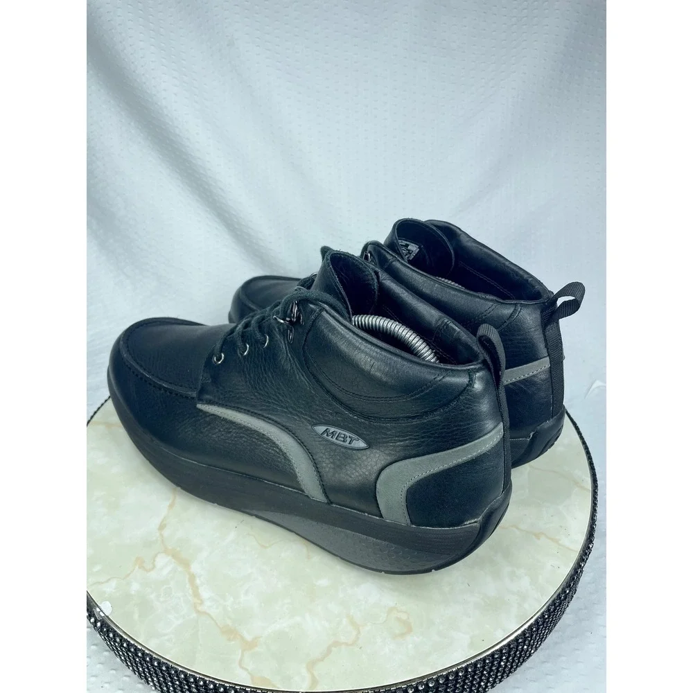 MBT Index Rocker Bottom Leather Boots Mens 10.5 Black Performance Vibram Shoes